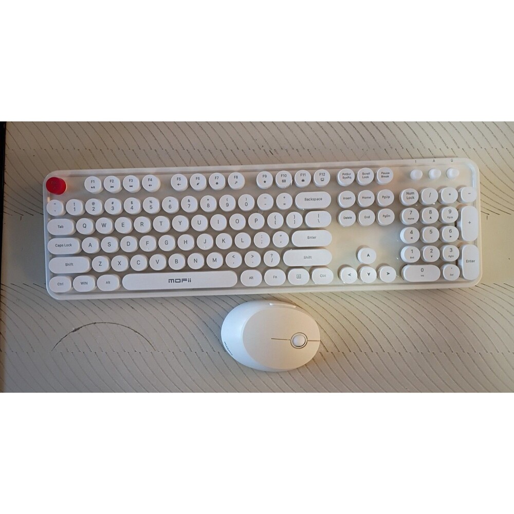Retro Typewriter Style Wireless Keyboard / Mouse Combo, White